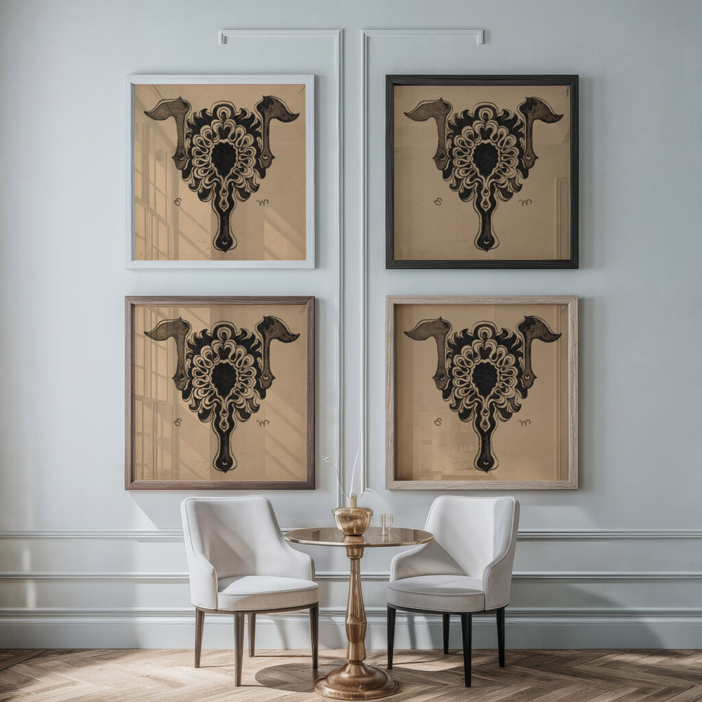 Stylised Flower Basket – Embellishment to ‘Zycie Weekly from 1887 and 1889 1897 Stanislaw Wyspianski framed posters mockup