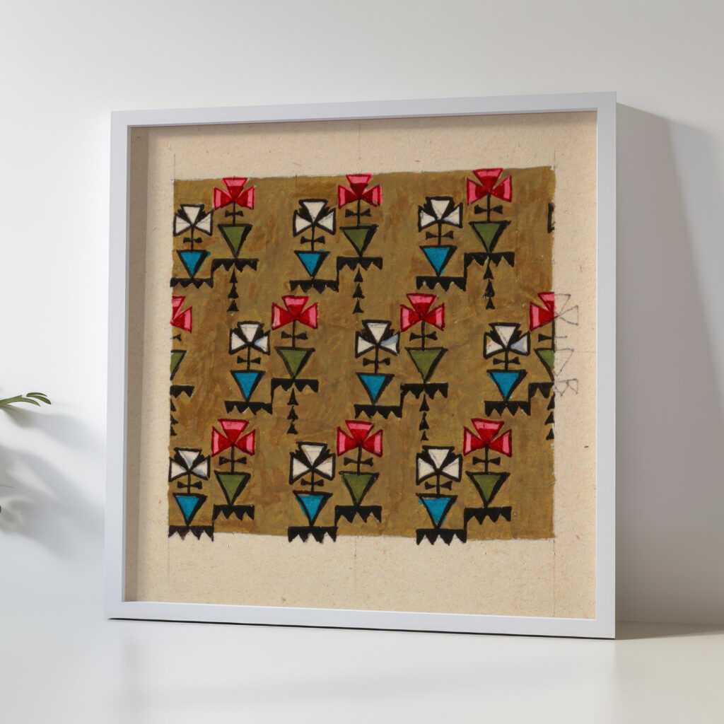 Stylized geometric floral design for printed textile 1800–1818 Unknown 5 mockup