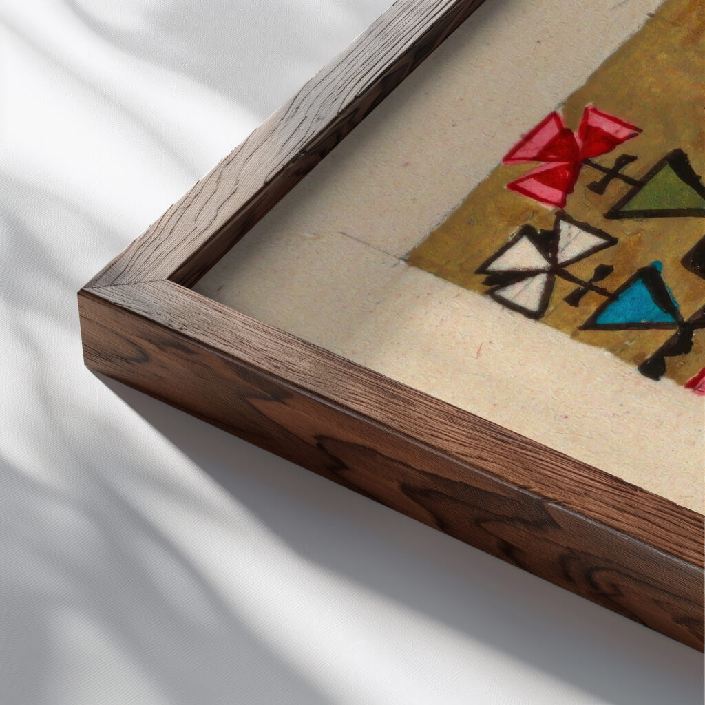 Stylized geometric floral design for printed textile 1800–1818 Unknown close up dark wood mockup