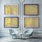 Suggested treatments of Auditorium for Theatre and Concert Hall New York Worlds Fair 1938 Winold Reiss framed posters mockup