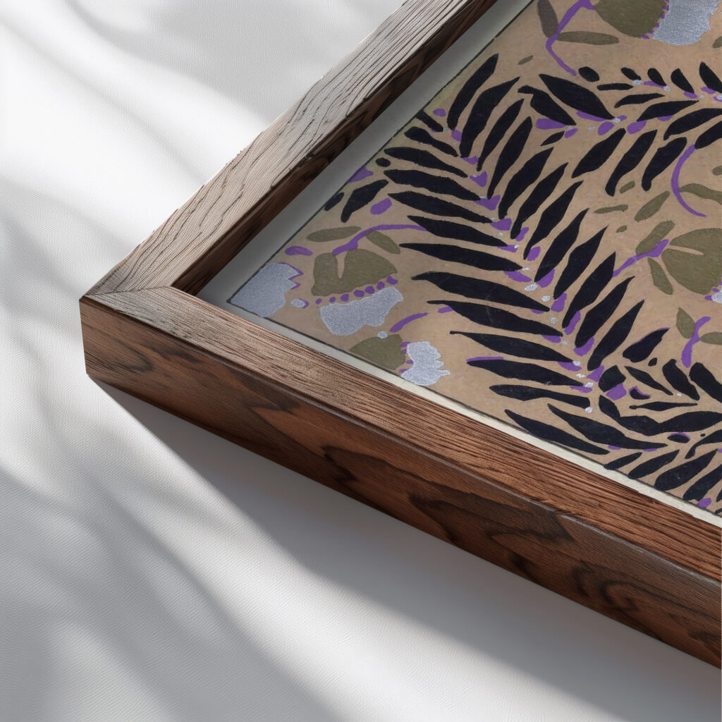 Suggestions pour etoffes et tapis Pl.12 1923 Emile Allain Seguy close up dark wood mockup