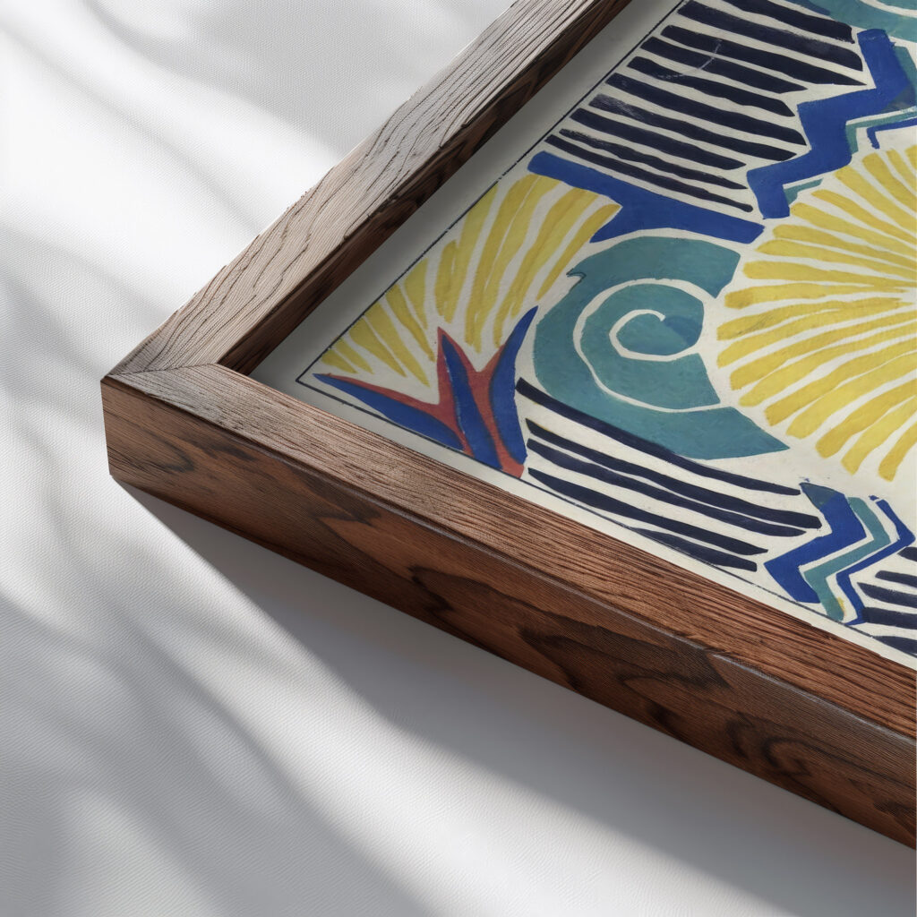 Suggestions pour etoffes et tapis Pl.15 1923 Emile Allain Seguy close up dark wood mockup