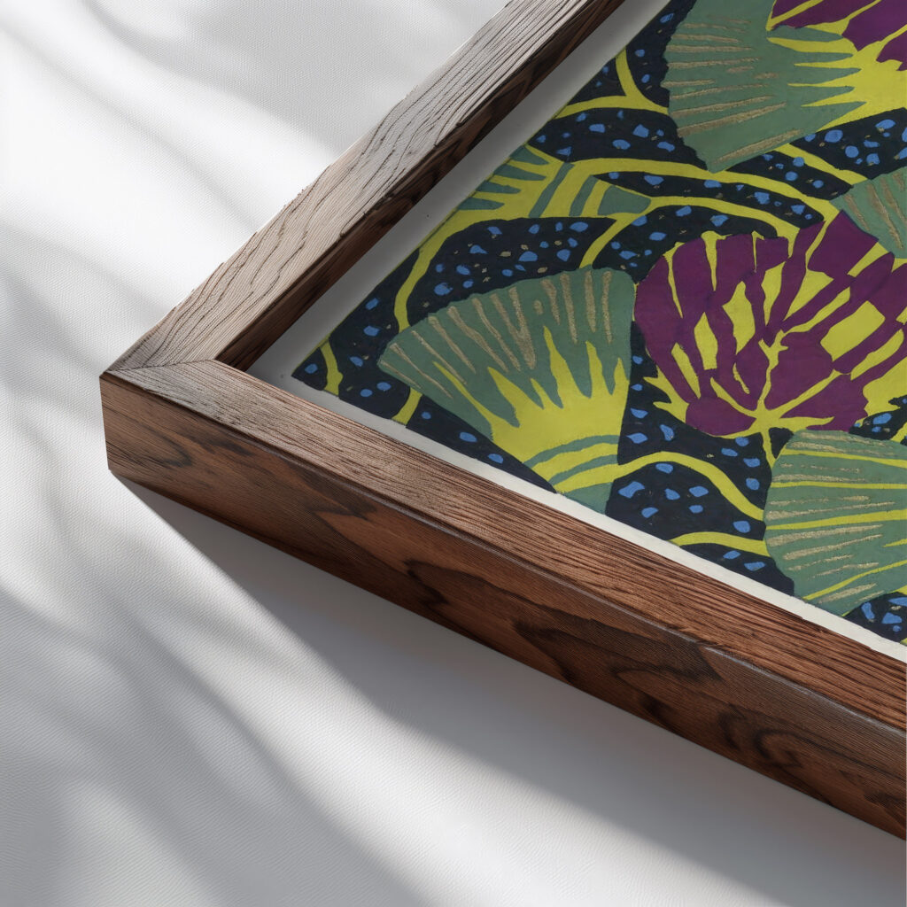 Suggestions pour etoffes et tapis Pl.18 1923 Emile Allain Seguy close up dark wood mockup