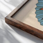 Sun with spiked aureole lantern design ca 1880 Unknown close up dark wood mockup