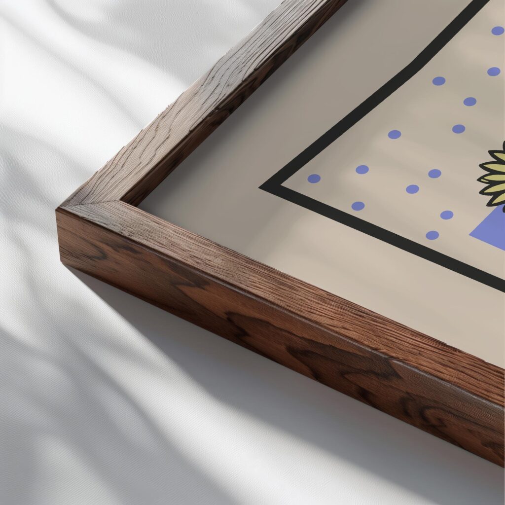 Sunflowers close up dark wood mockup