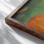 Sunrise over the Eastern Sea 1932 Fujishima Takeji close up dark wood mockup