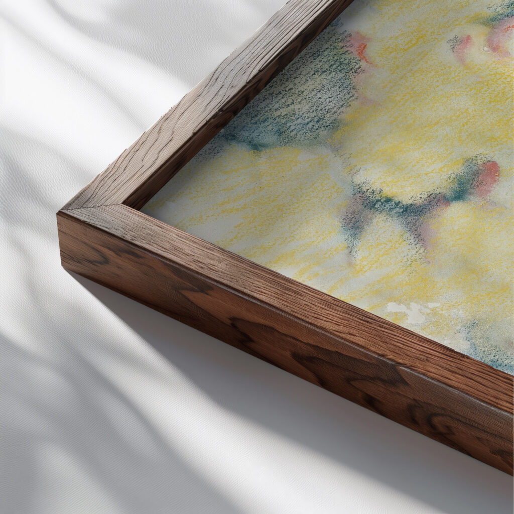 Sunset Acapulco circa 1912 Joseph Pennell close up dark wood mockup