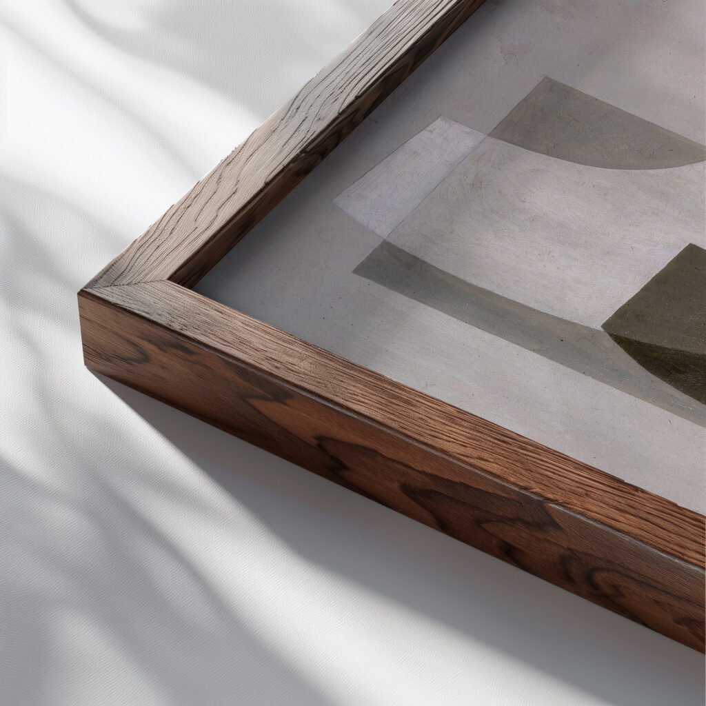 Superimposed Forms 1938 Jessica Dismorr close up dark wood mockup