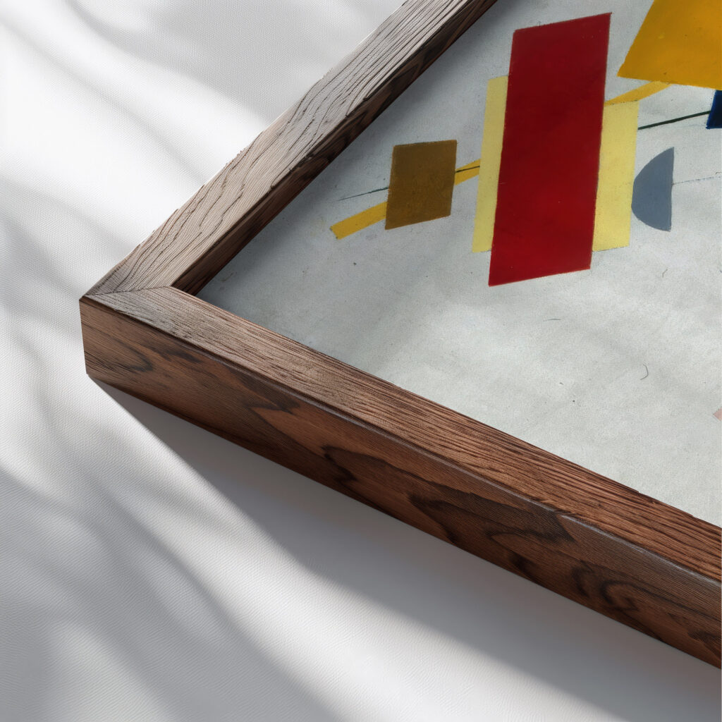 Suprematism 1915 Kazimir Malevich 1 close up dark wood mockup