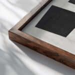 Suprematism 1915 Kazimir Malevich close up dark wood mockup