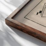 Suprematist Satellites 1920 Kazimir Malevich close up dark wood mockup