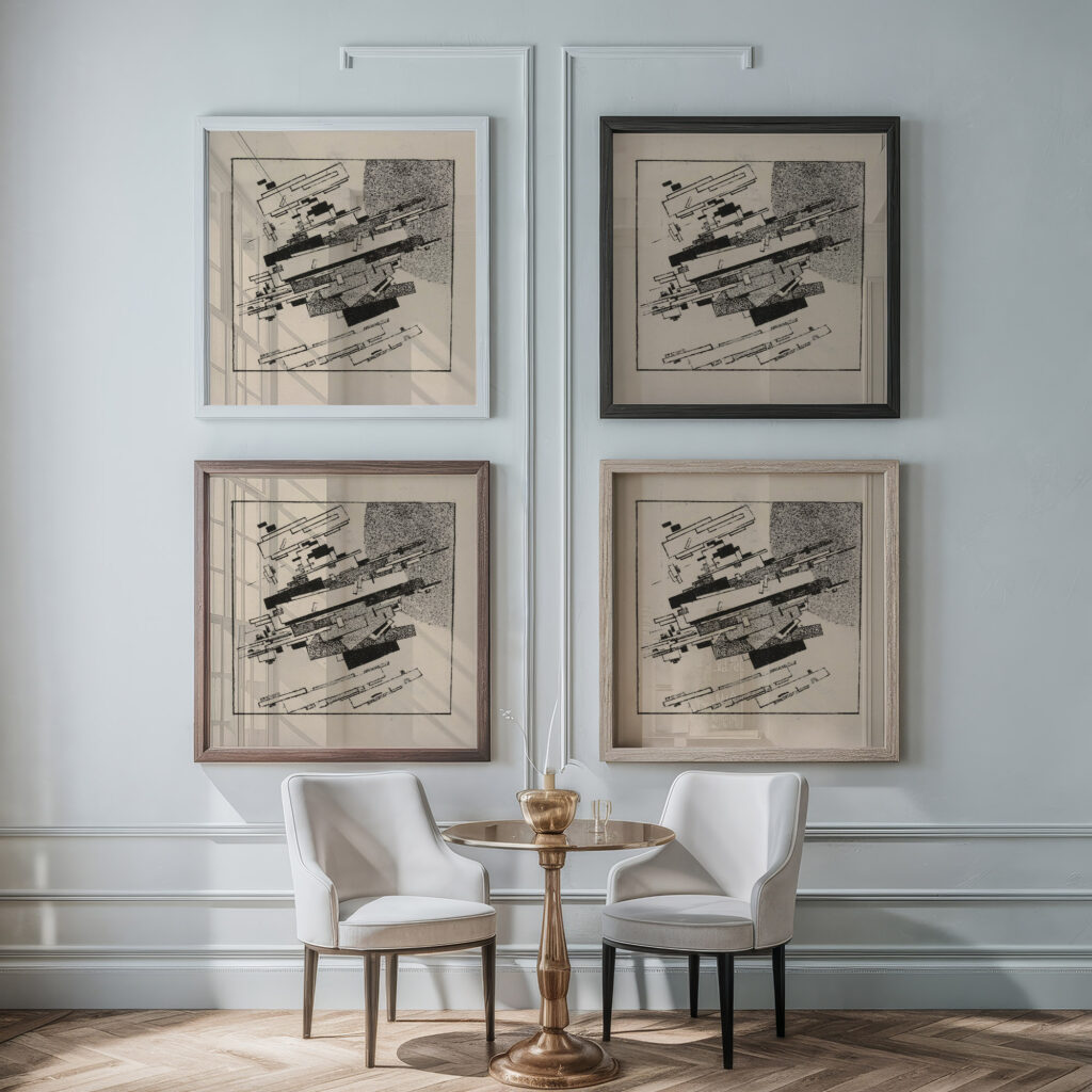 Suprematist Satellites 1920 Kazimir Malevich framed posters mockup