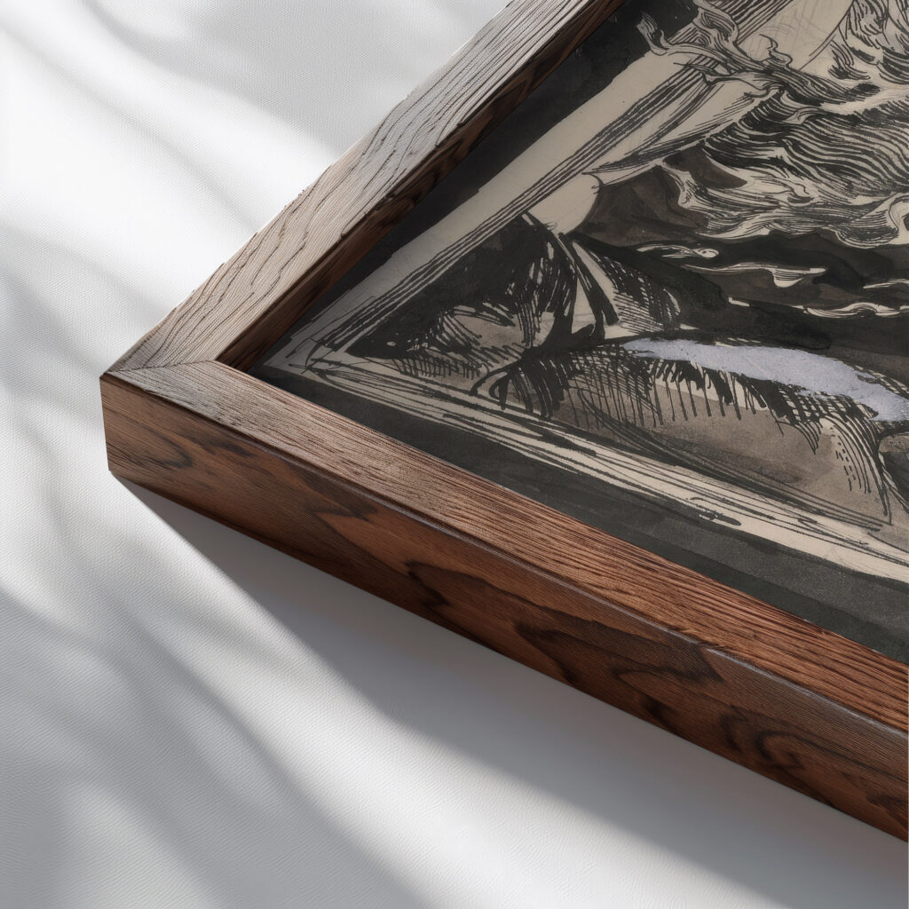 Surrealisticka kompozicia 1940–1944 Jan Novak close up dark wood mockup