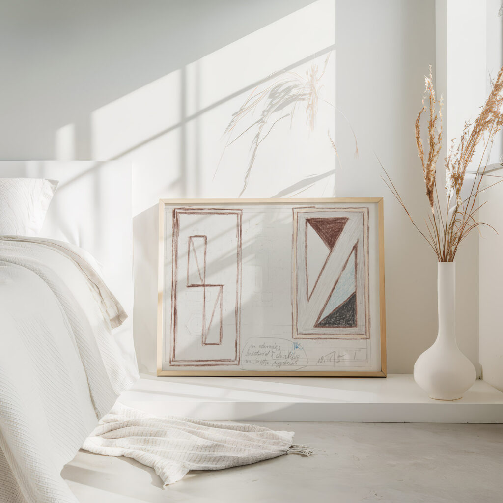 Swiatowid i chwalibog na swietym wzgorzu Praslowianie – rysunek dwustronny na odwrocie szkice obrazow abstrakcyjnych 1965 1969 Marian Kopf 4 mockup