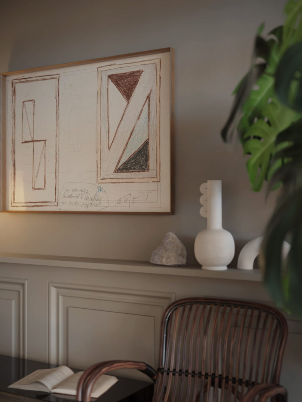 Swiatowid i chwalibog na swietym wzgorzu Praslowianie – rysunek dwustronny na odwrocie szkice obrazow abstrakcyjnych 1965 1969 Marian Kopf video mockup