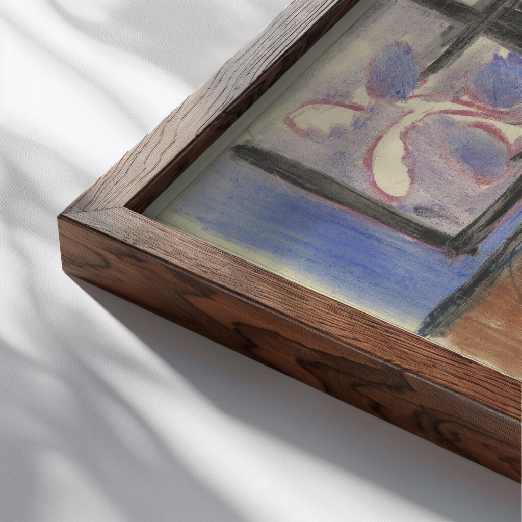 Swiss girl ca 1930 Ernst Ludwig Kirchner close up dark wood mockup