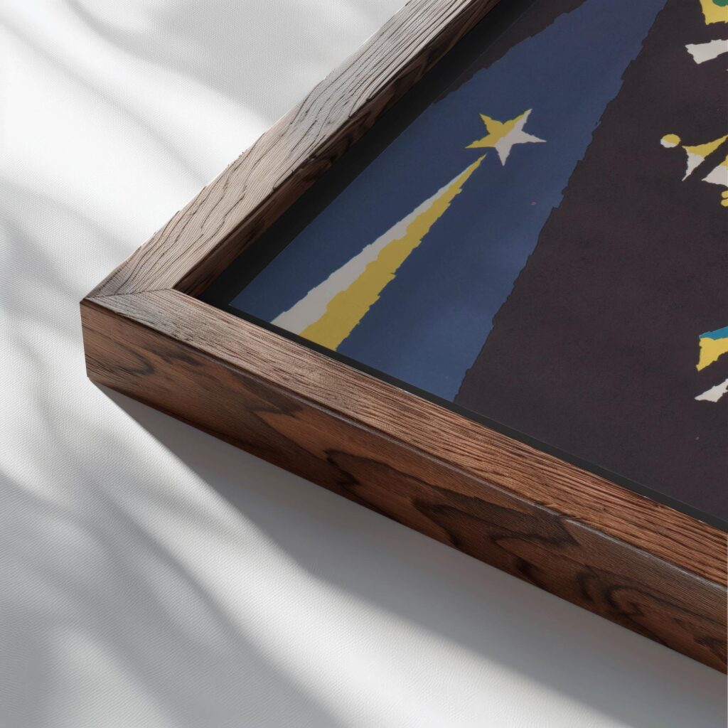 The three wise men 1962 Binder topaz close up dark wood mockup