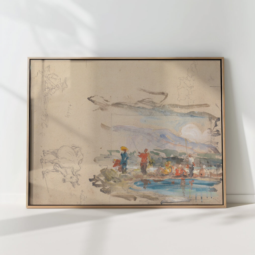 a pool with figures 1839 george chinnery high quality print