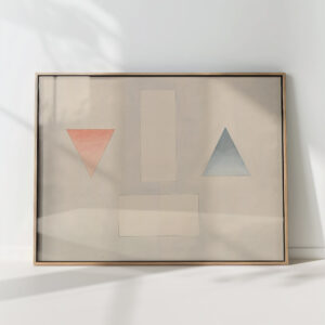 a red triangle pointing downwards a blue triangle pointing upwards and two floating rectangles david humbert de superville high quality print