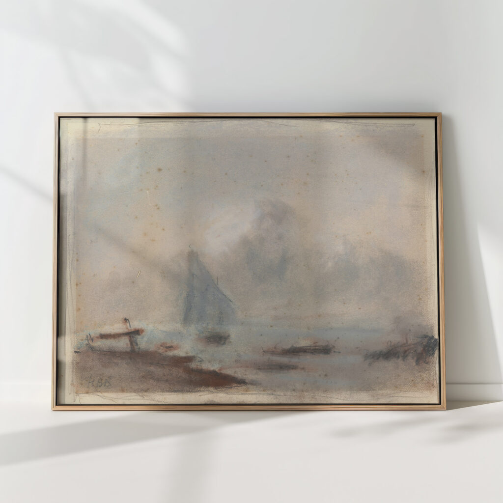 a sailing ship near shore hercules brabazon brabazon high quality print