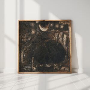 a shepherd and his flock under the moon and stars ca 1827 samuel palmer high quality print