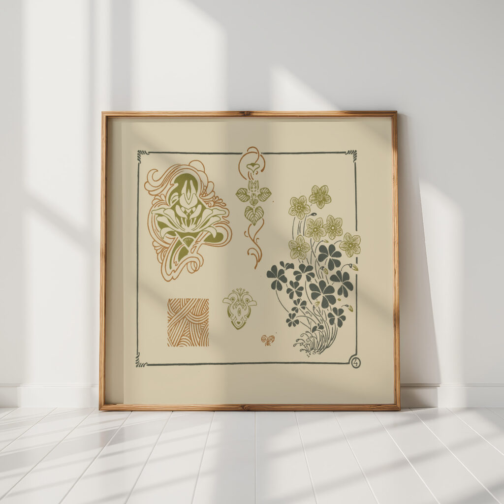 abstract design based on flowers and leaves 1900 george auriol high quality print