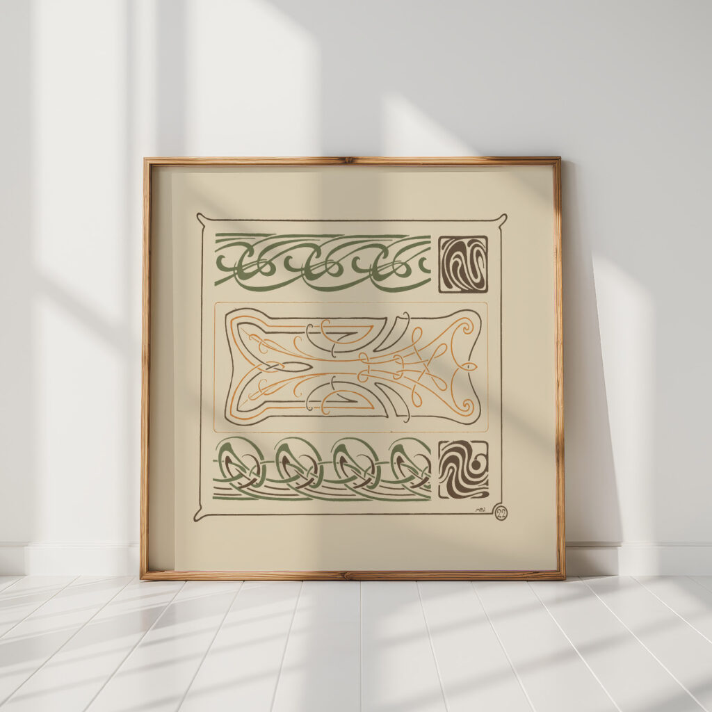 abstract design based on intertwined curvilinear shapes 1900 maurice pillard verneuil high quality print