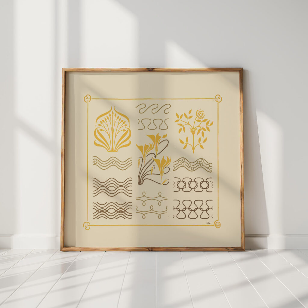 abstract design based on leaves and flowers 1900 maurice pillard verneuil high quality print