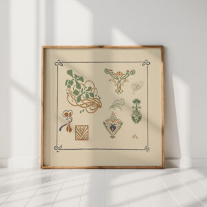 abstract design based on leaves and trumpet shaped flowers 1900 george auriol high quality print