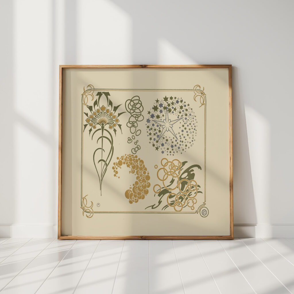 abstract design based on tiny flowers and leaves 1900 maurice pillard verneuil high quality print