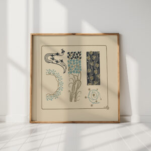 abstract design based on tiny leaves on stems 1900 maurice pillard verneuil high quality print