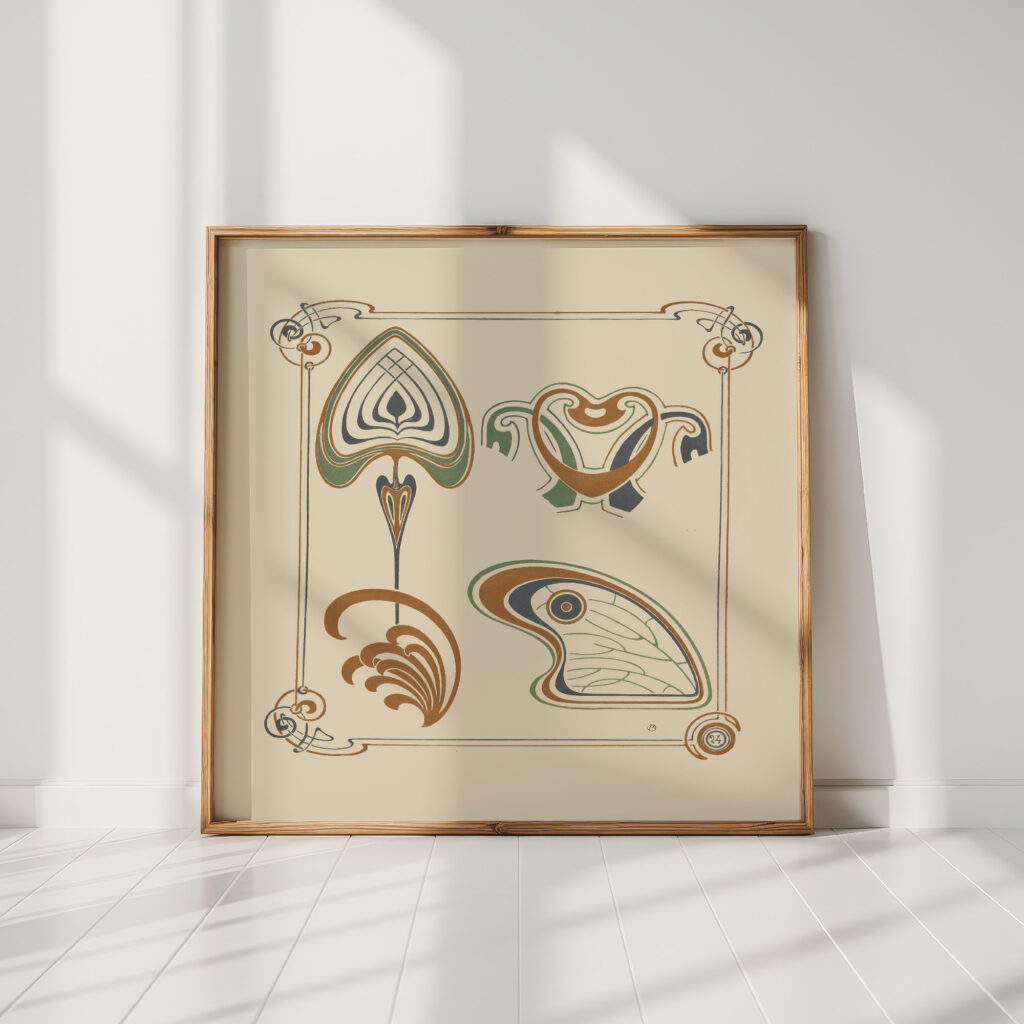 abstract design based on wings and leaf shapes 1900 alphonse mucha high quality print