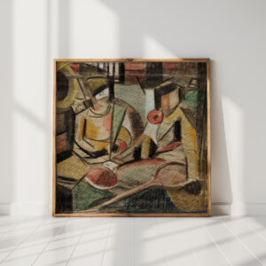 abstract two women with tennis racquets carl newman high quality print
