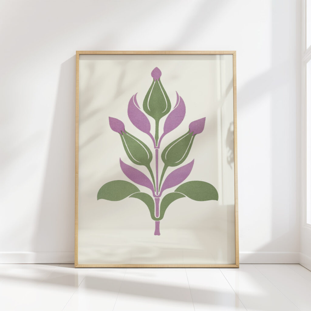 agreeable contrast of plum violet and sage green 1912 james ward high quality print