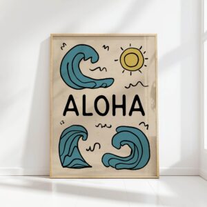 aloha typography print with sunny beach vibe