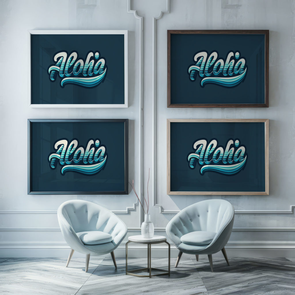 aloha5 3x4 framed posters mockup