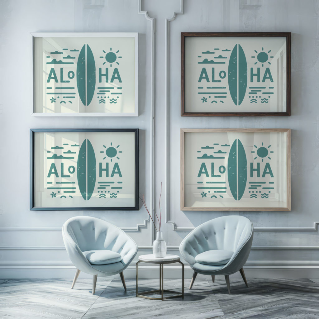 aloha8 3x4 framed posters mockup