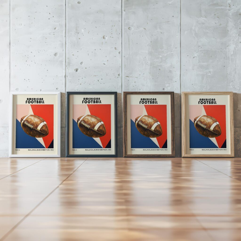 american football mid century print retro design 2
