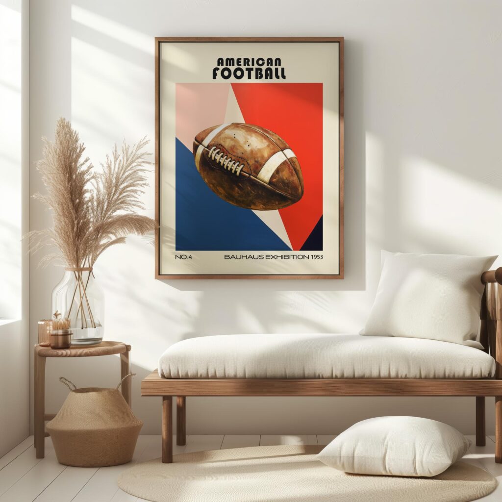 american football mid century print retro design 6