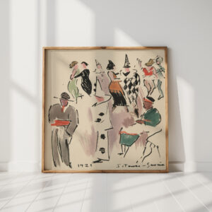 artists ball pierrot harlequin and dancers 1921 joaquin torres garcia high quality print