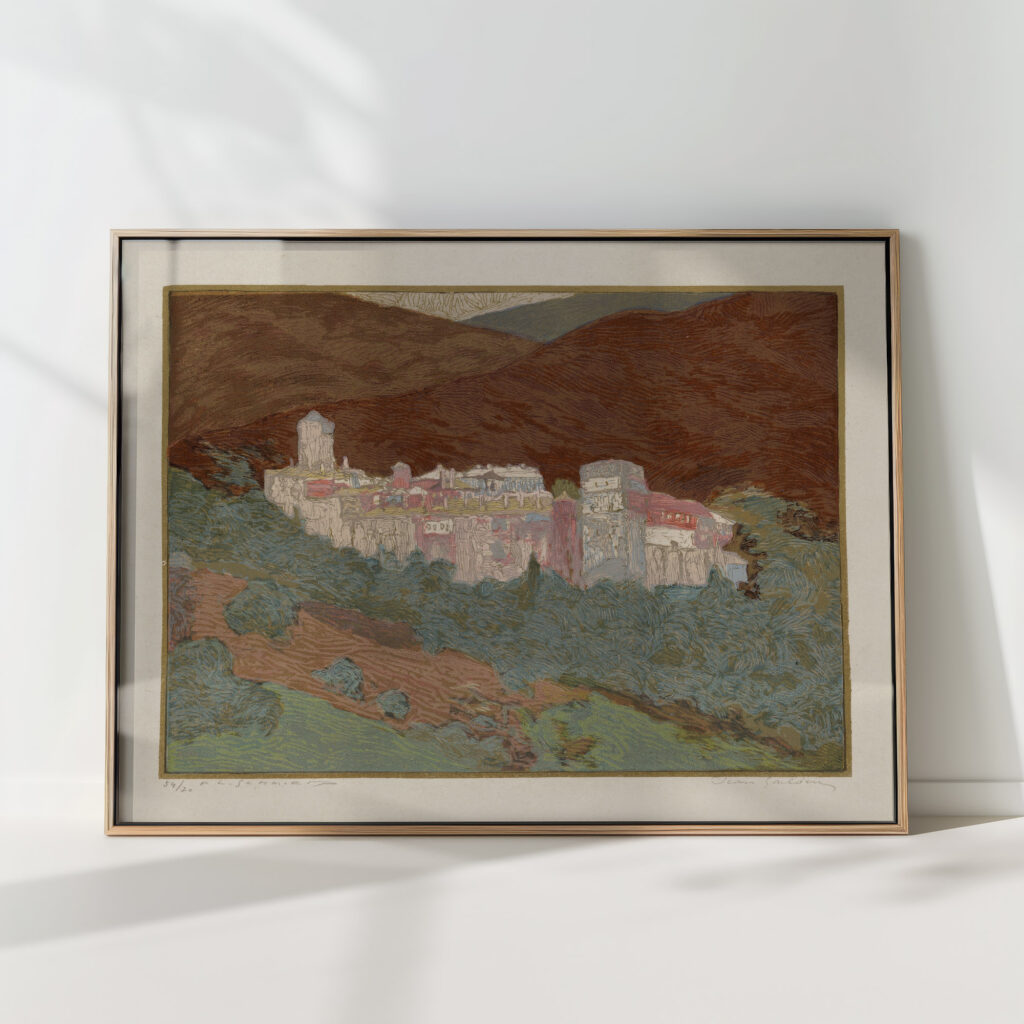 athos the monastery of valopedie 1922 francois louis schmied high quality print