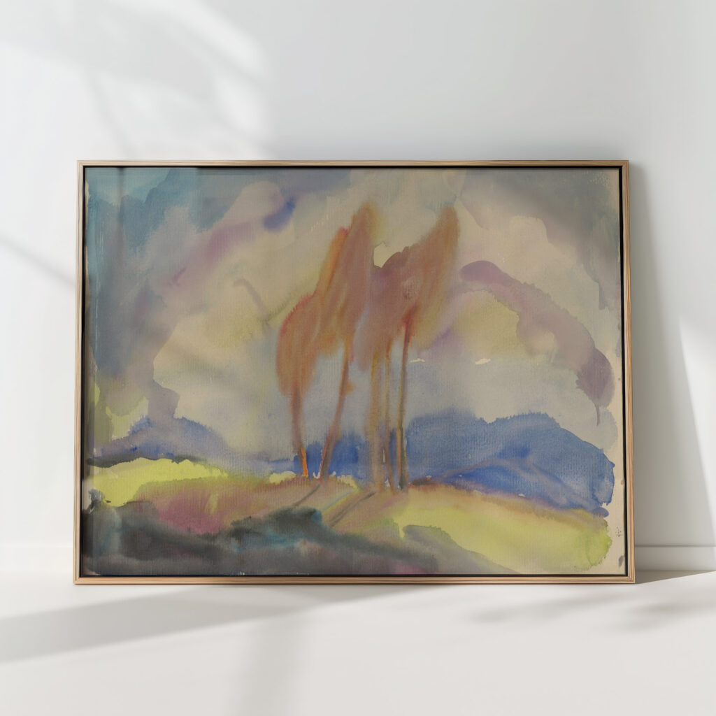 autumn birch trees in a sunlit meadow 1932 1934 zolo palugyay high quality print
