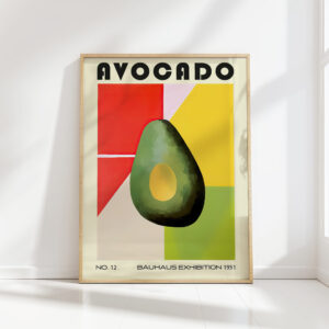 avocado bauhaus style geometric art print for home decor