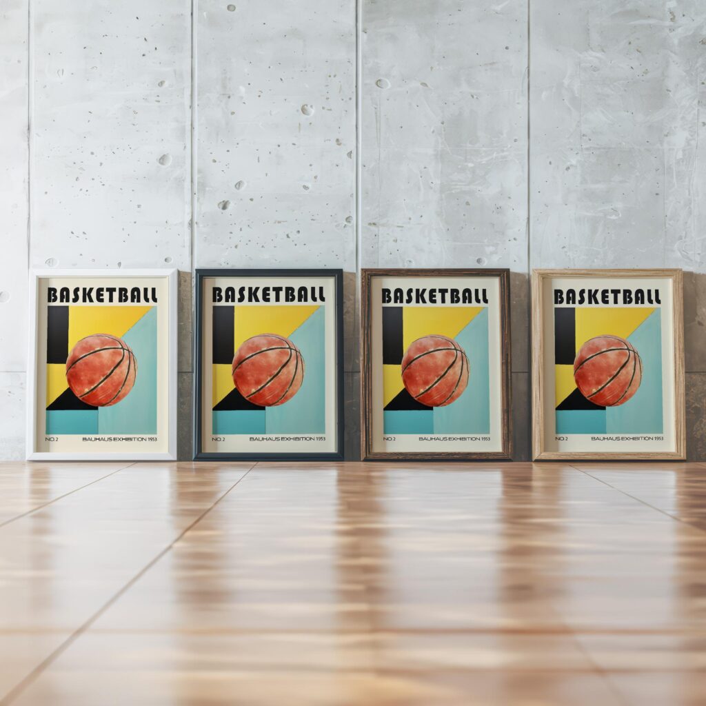 basketball mid century print geometric art 2
