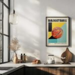 basketball mid century print geometric art 5