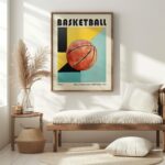 basketball mid century print geometric art 6