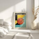 basketball mid century print geometric art 7
