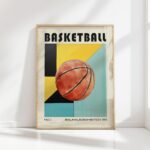 basketball mid century print geometric art 8