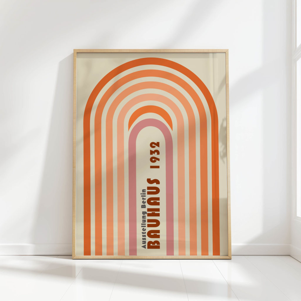 bauhaus exhibition arch print vintage art decor