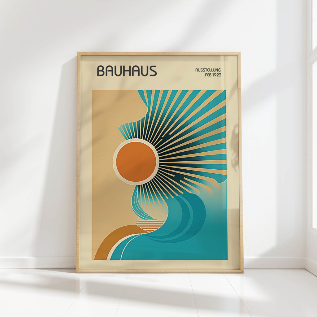 bauhaus exhibition art style sunburst print